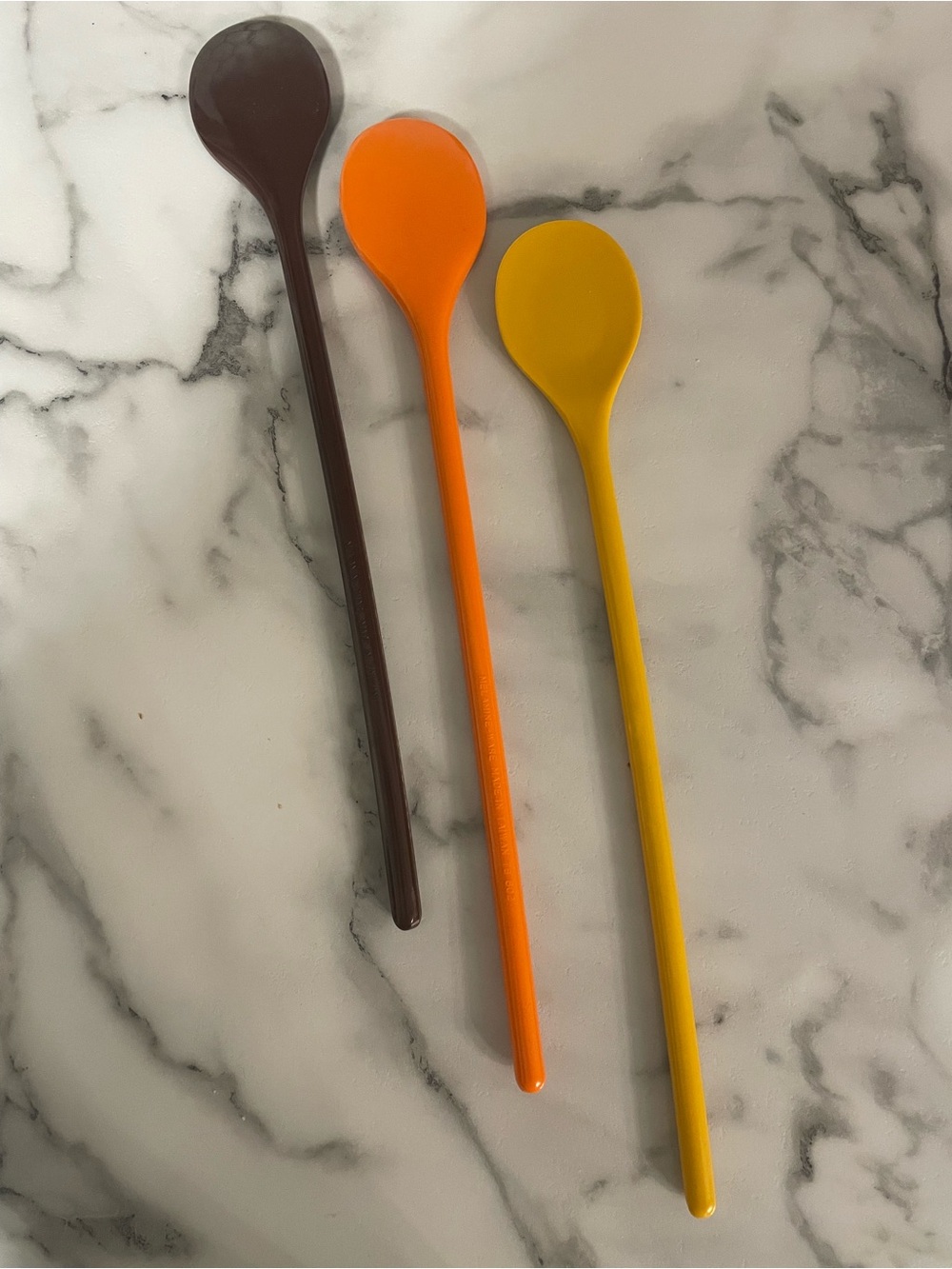Melamine 3 spoon mixer cooking baking 12” long vintage Made in Taiwan